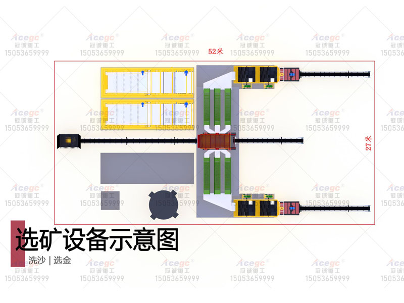 300T洗沙选金选矿溜槽+污泥处理方案